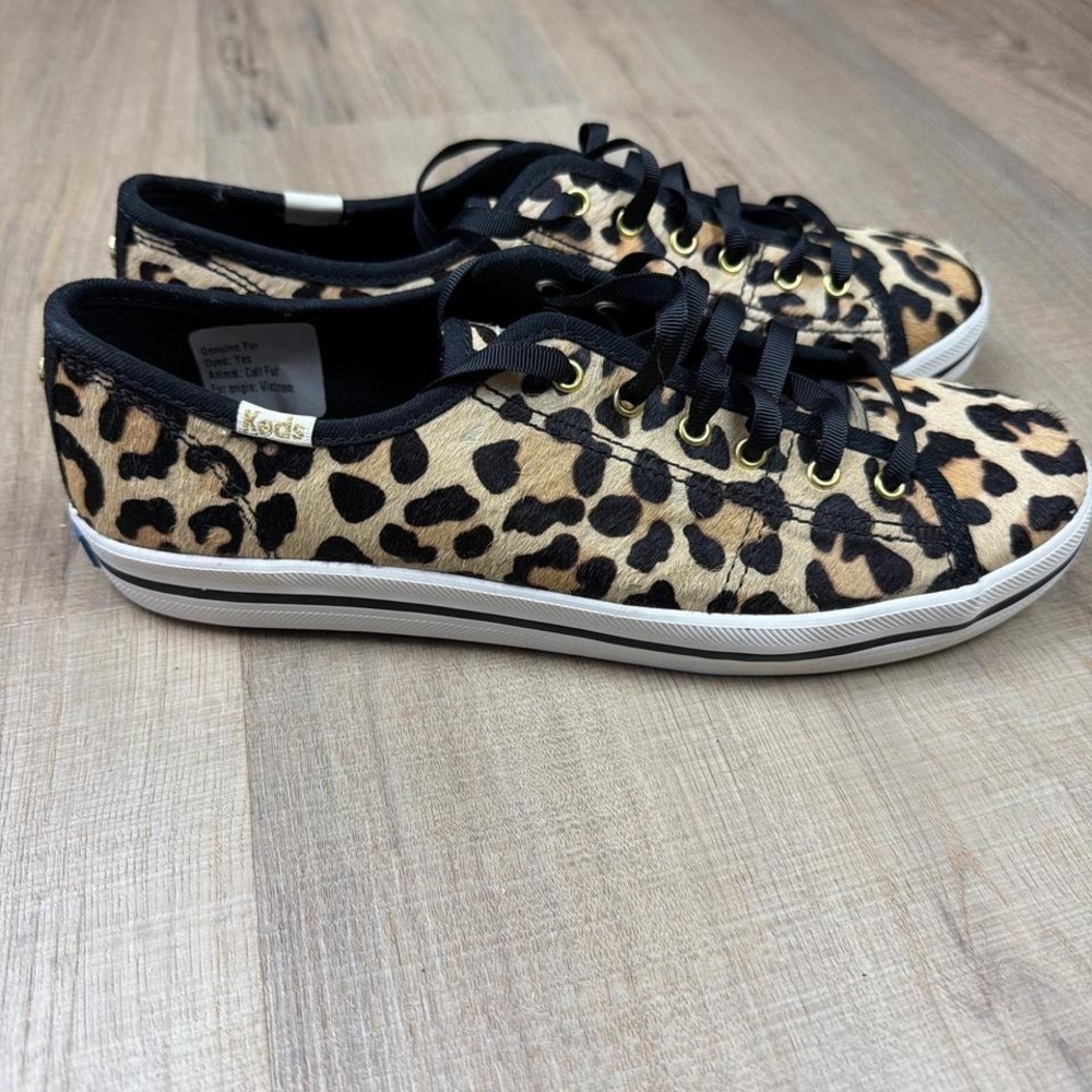 Keds x Kate Spade Women's Size 8 Leopard Calf Hair Sneakers. NWOT.